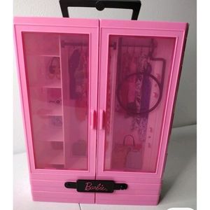 Barbie New Barbie Matel ponk foldable closet with pop up clothing rack